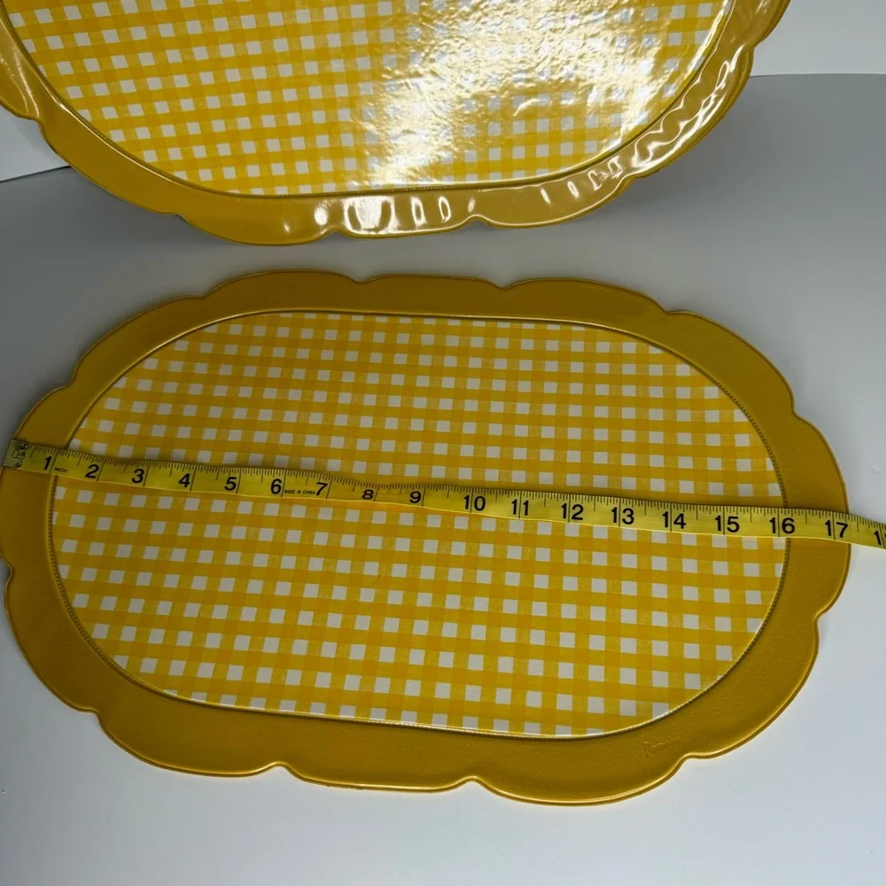 Ronaldi‎ Yellow Gingham Placemats and Patchwork Fabric Napkin 8 Place Settings
